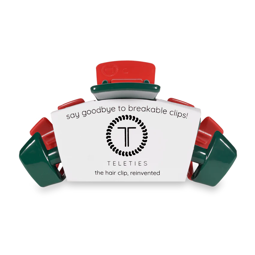 Teleties Classic Medium Claw Clip Red and Green Holiday Collection