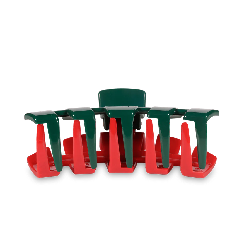 Teleties Classic Medium Claw Clip Red and Green Holiday Collection