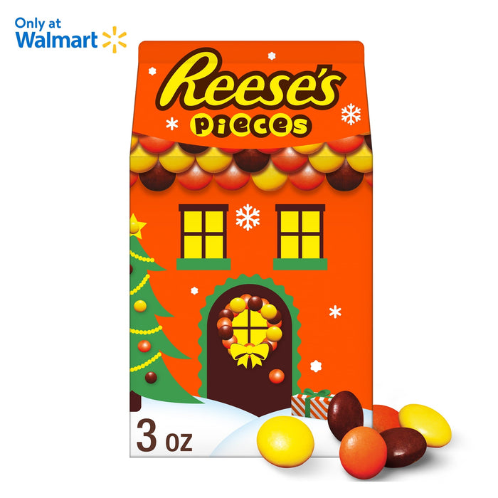 REESE'S PIECES Peanut Butter Christmas Candy Carton 3 oz