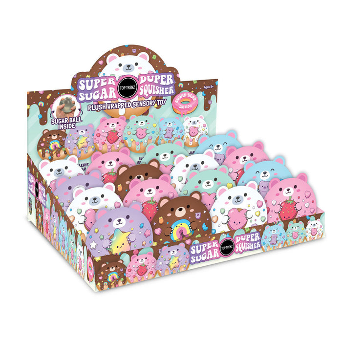 Super Duper Sugar Squisher Bear Donut Plush Fidget Sensory Toy