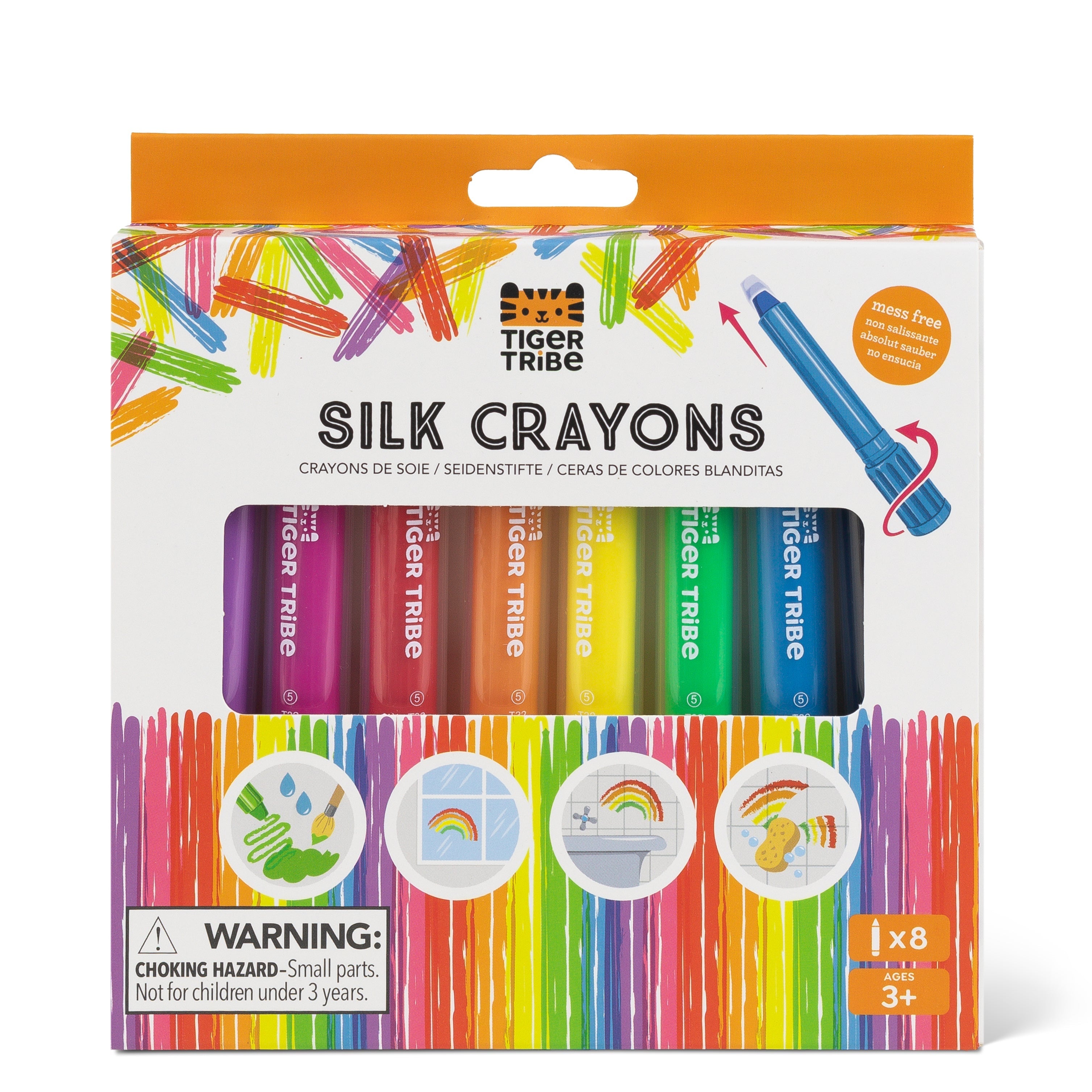 Tiger Tribe Silk Crayons Water-Soluble Coloring Set 8-Pack
