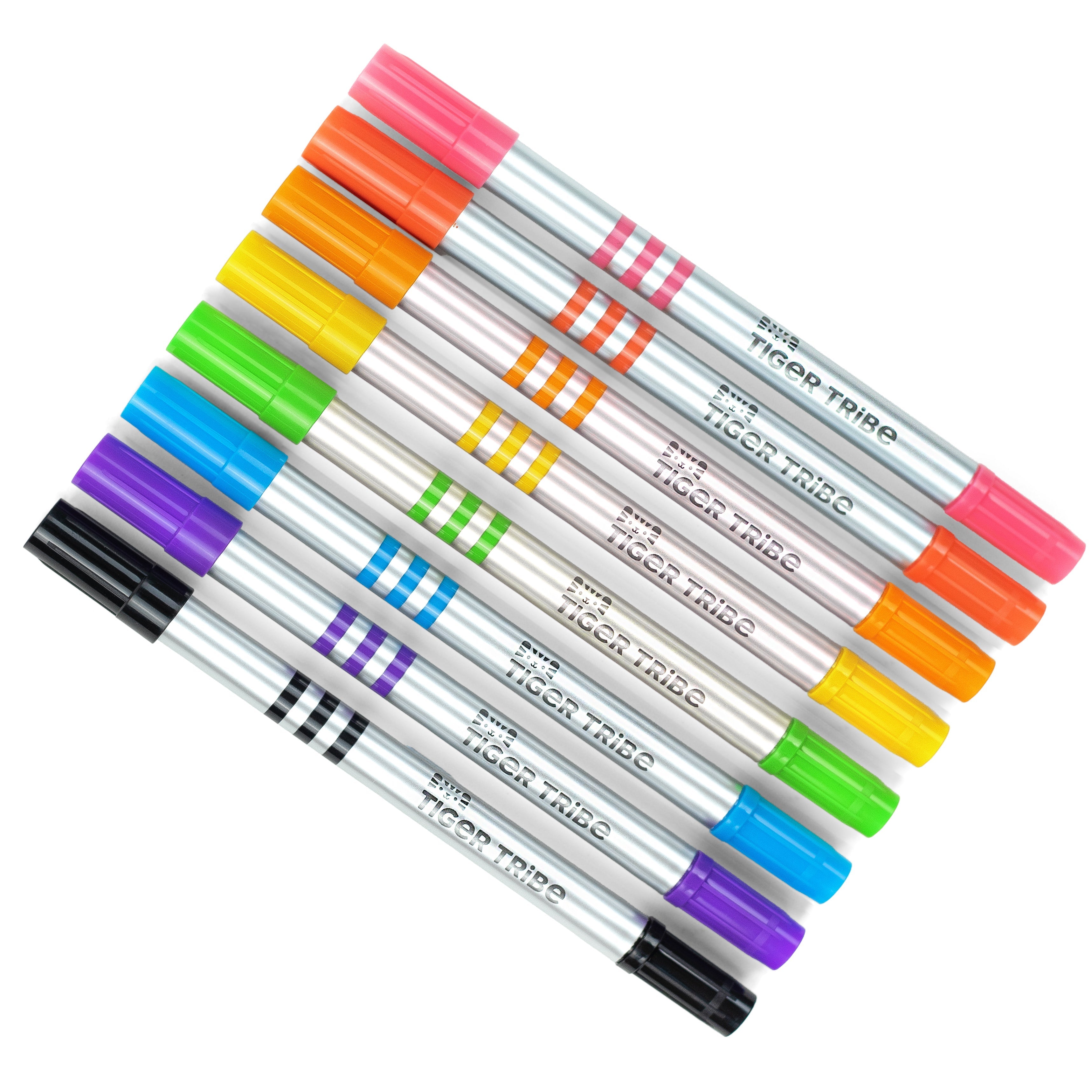 Tiger Tribe Dual-Tip Paint Pens 8-Pack Brush and Round Markers