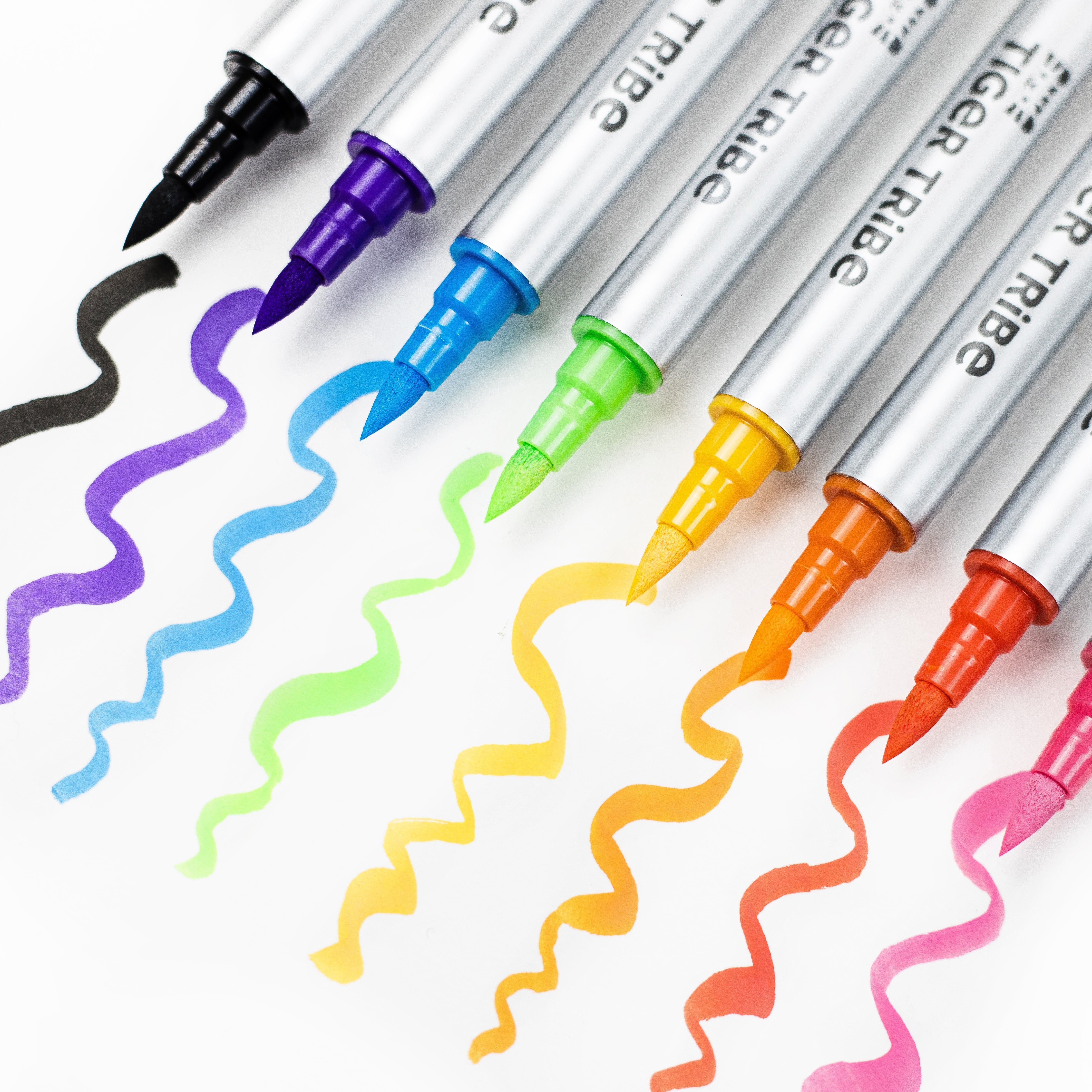 Tiger Tribe Dual-Tip Paint Pens 8-Pack Brush and Round Markers