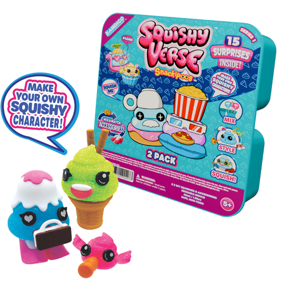Squishyverse 2-Pack DIY Squishy Surprise Toys: Create Collectible Snackipoo Characters
