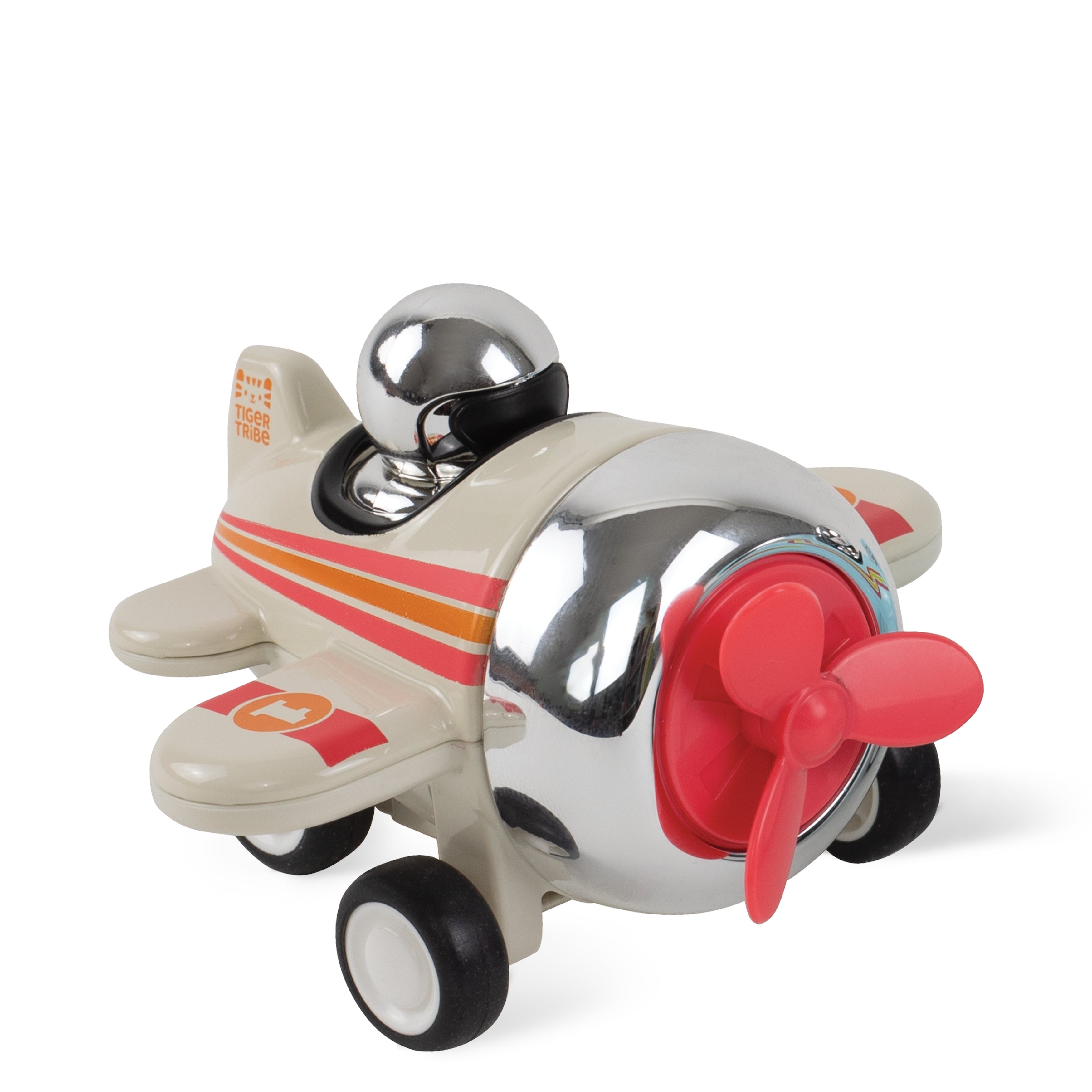 Tiger Tribe Presto Planes Drifter Vintage-Style Press-Down Racing Plane Cream