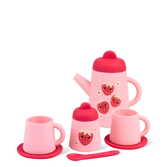 Tiger Tribe Strawberry Patch Silicone Tea Set 9-Piece