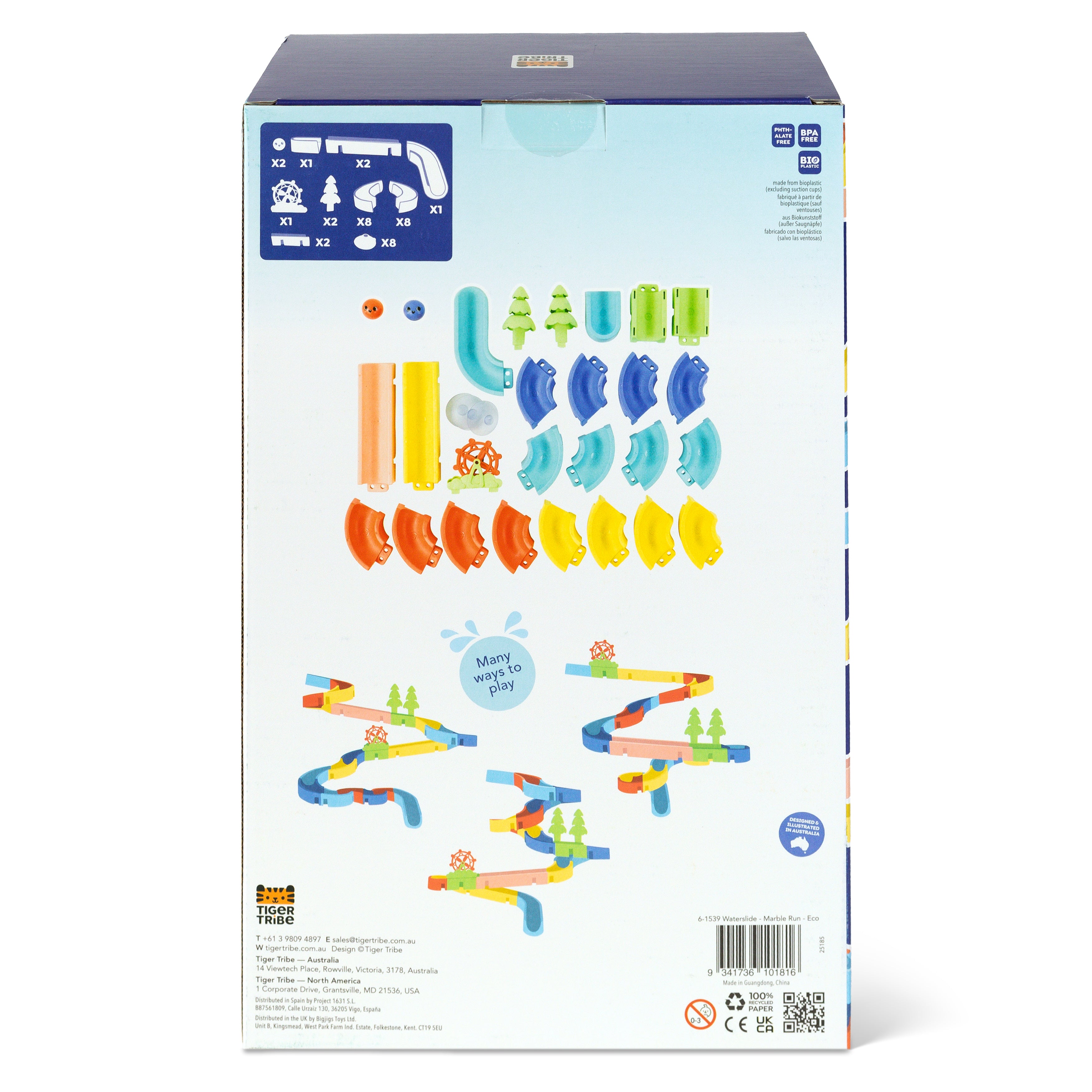 Tiger Tribe Eco Waterslide Marble Run Bath Toy 25 Pieces