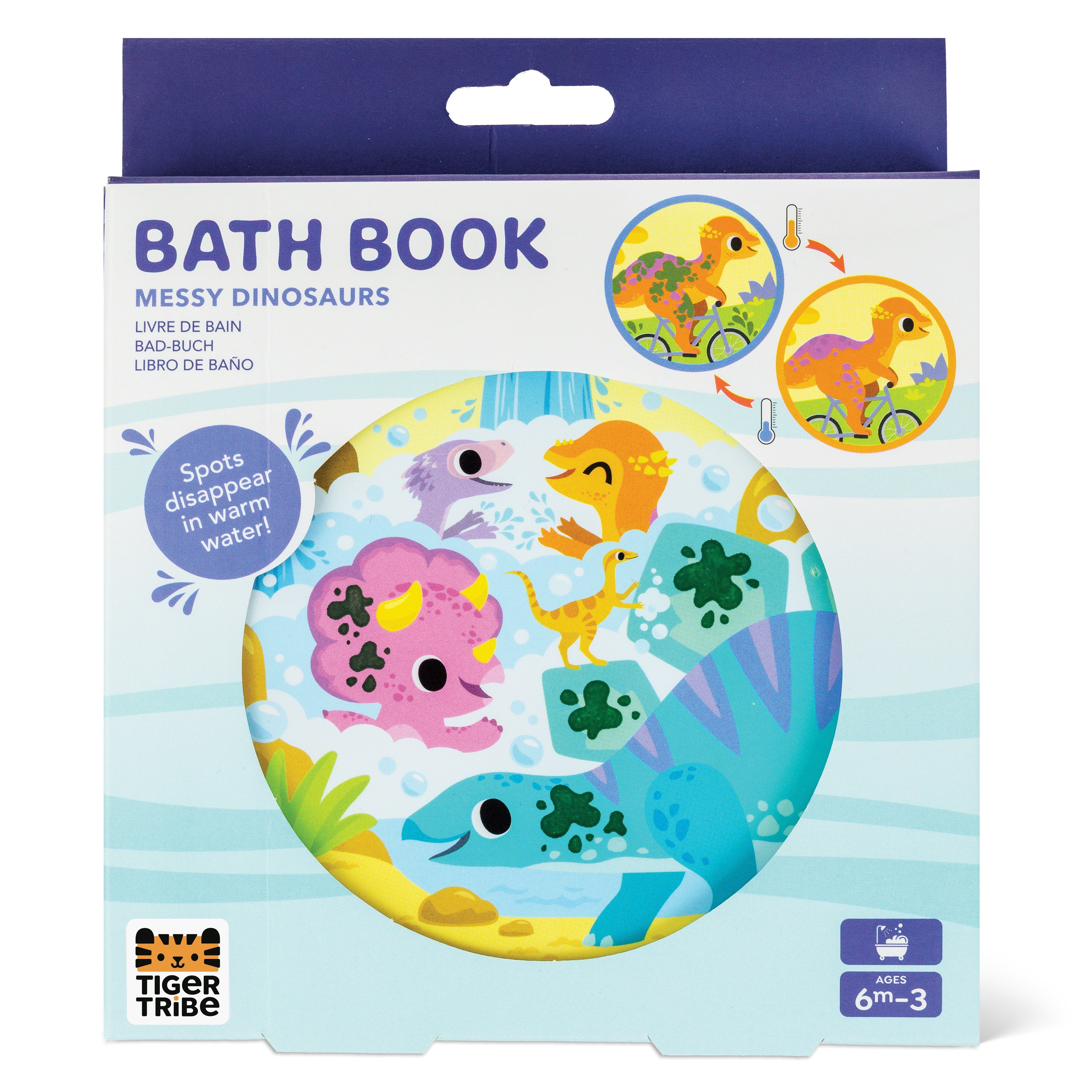 Tiger Tribe Messy Dinosaurs Interactive Water-Reveal Bath Book for Kids