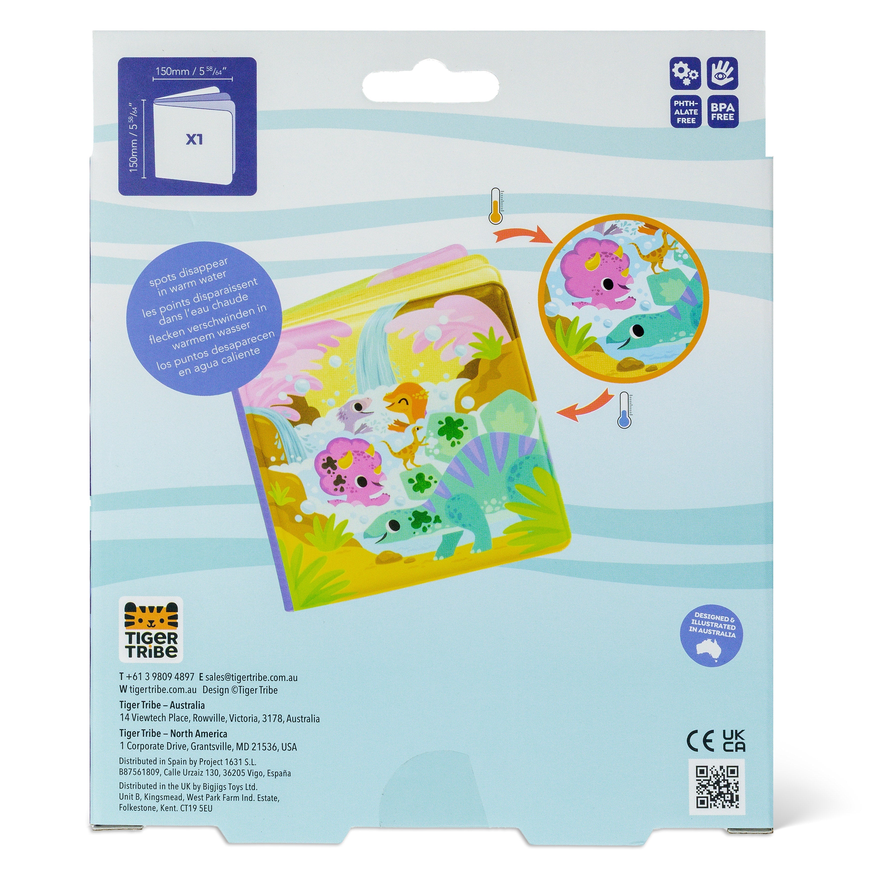 Tiger Tribe Messy Dinosaurs Interactive Water-Reveal Bath Book for Kids