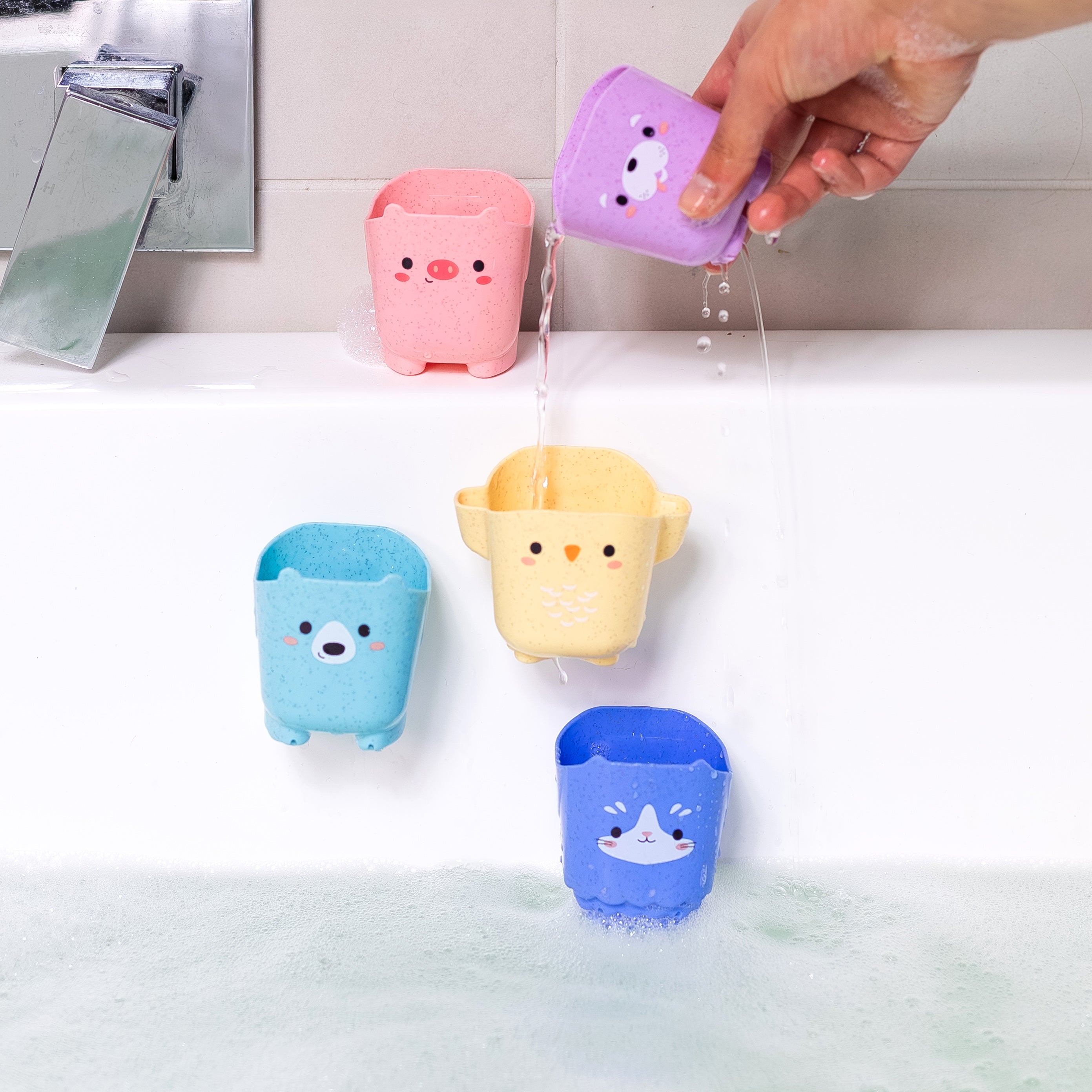 Tiger Tribe Pour & Play Animal Cups Stacking Bath Toy