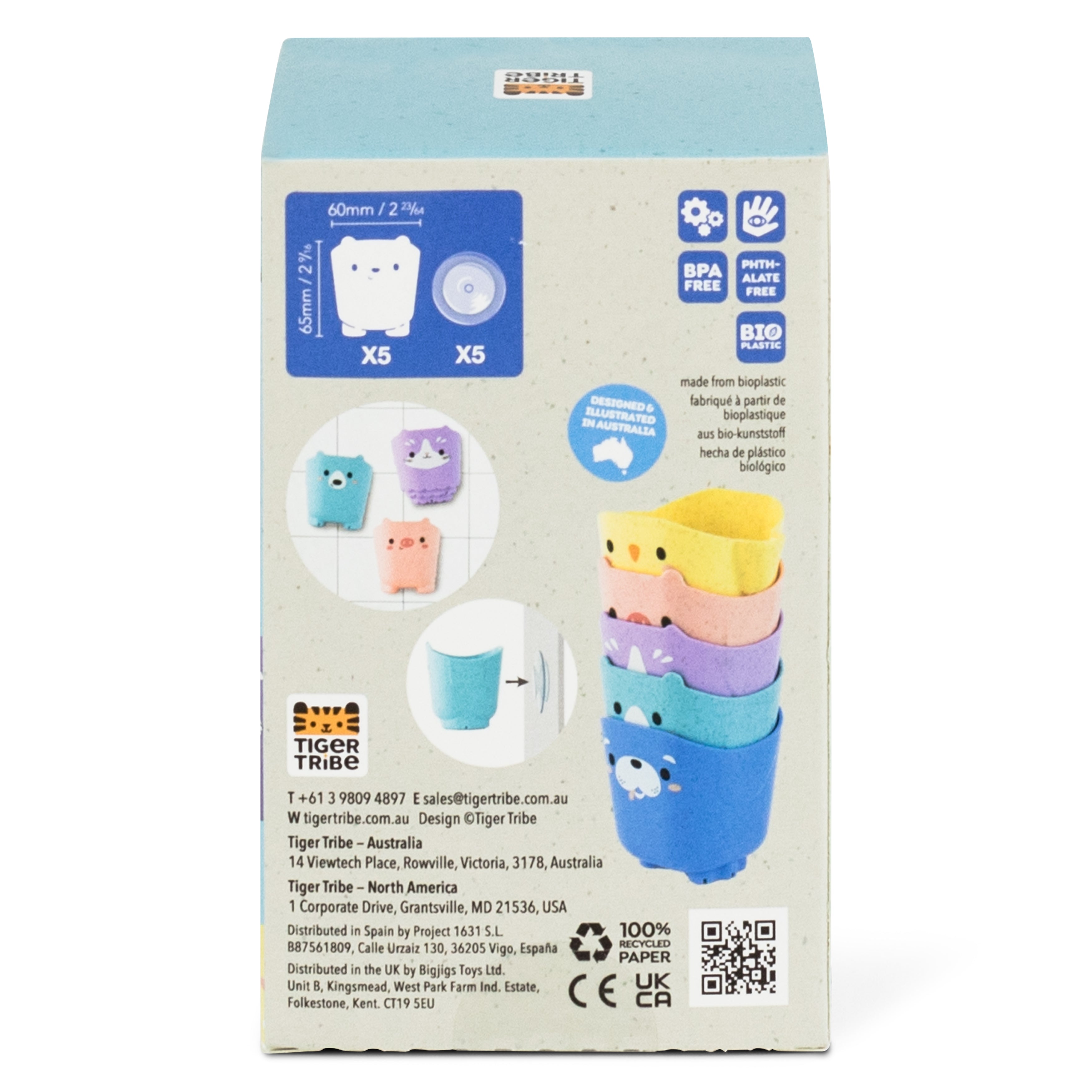 Tiger Tribe Pour & Play Animal Cups Stacking Bath Toy