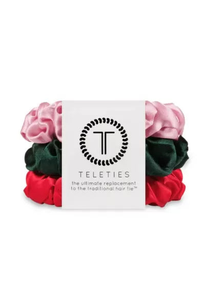 TELETIES Silk Scrunchies Large Poinsettia