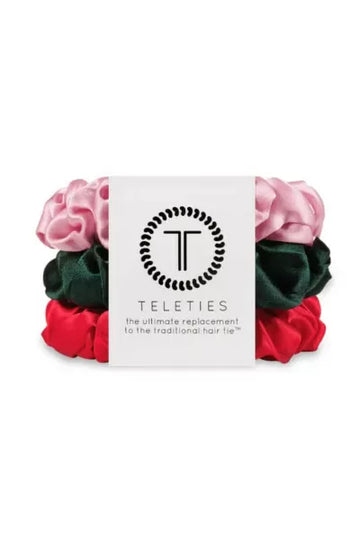 TELETIES Silk Scrunchies Large Poinsettia