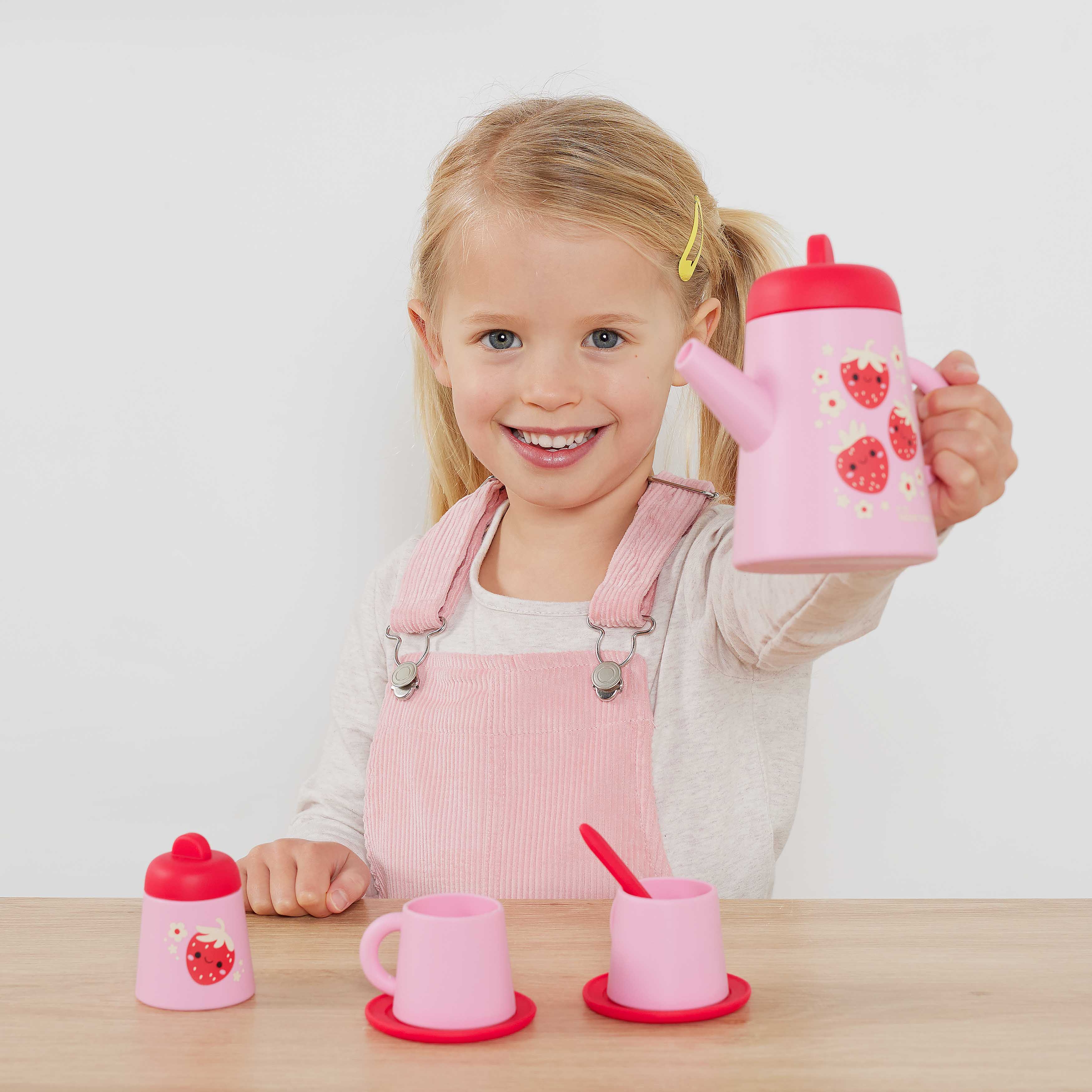 Tiger Tribe Strawberry Patch Silicone Tea Set 9-Piece