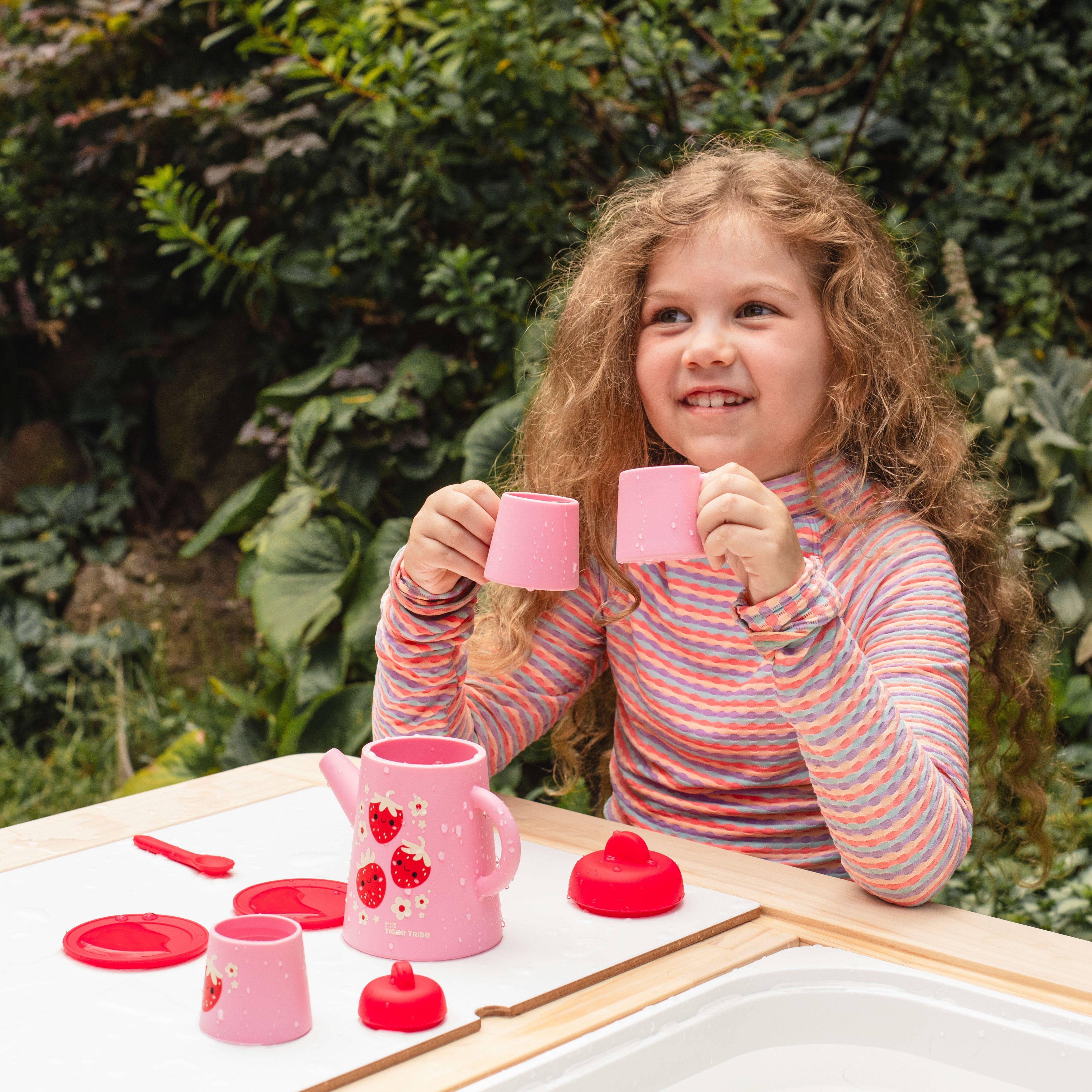 Tiger Tribe Strawberry Patch Silicone Tea Set 9-Piece