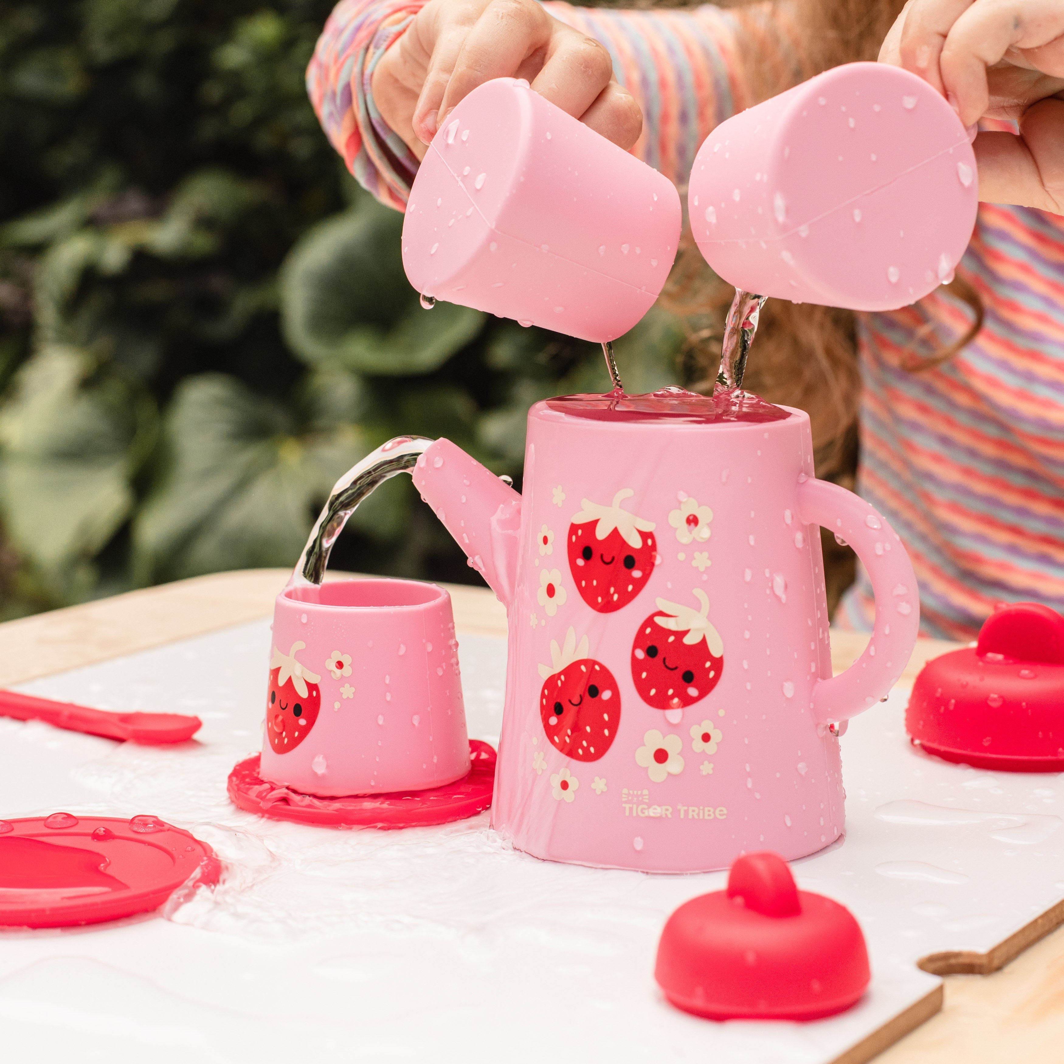 Tiger Tribe Strawberry Patch Silicone Tea Set 9-Piece