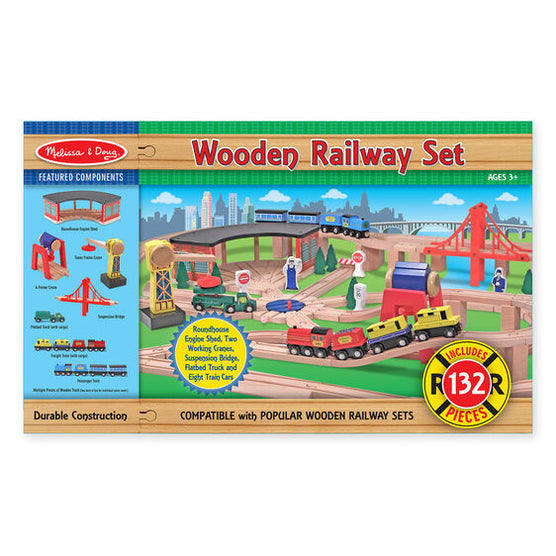 Melissa & Doug Large Train Wooden Railway Set