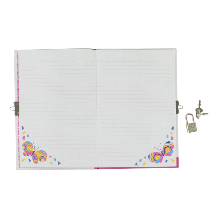 Tiger Tribe My Diary Butterflies A5 Lined Journal with Padlock