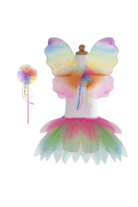 Neon Rainbow Skirt Wings and Wand Set