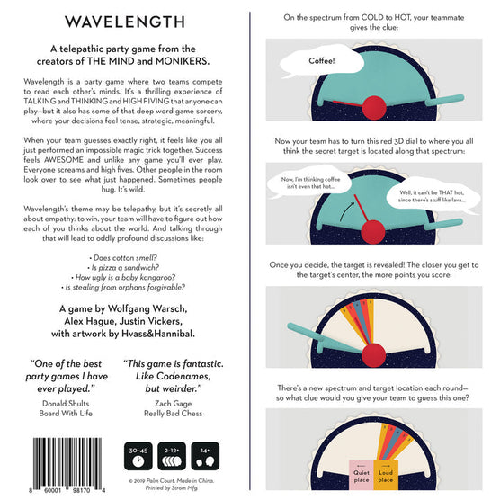 Wavelength Social Guessing Board Game for Mind Reading Fun