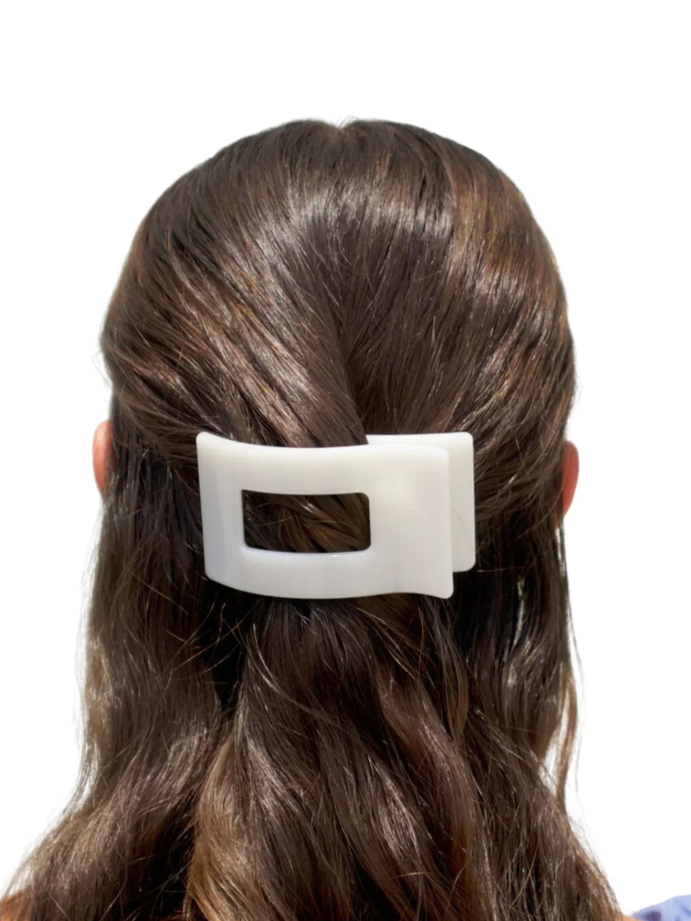 Coconut White Small Flat Rectangle Hair Clip