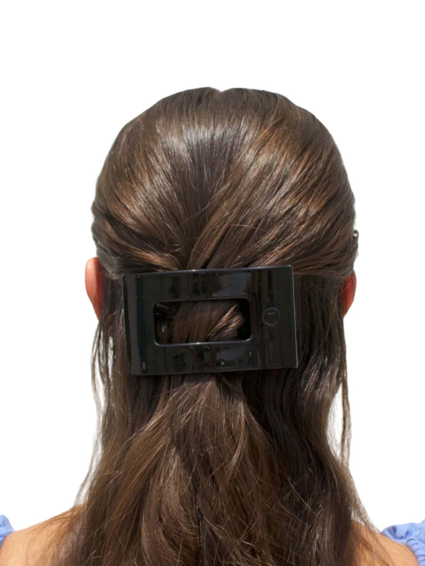 Teleties Medium Flat Rectangle Hair Clip Jet Black