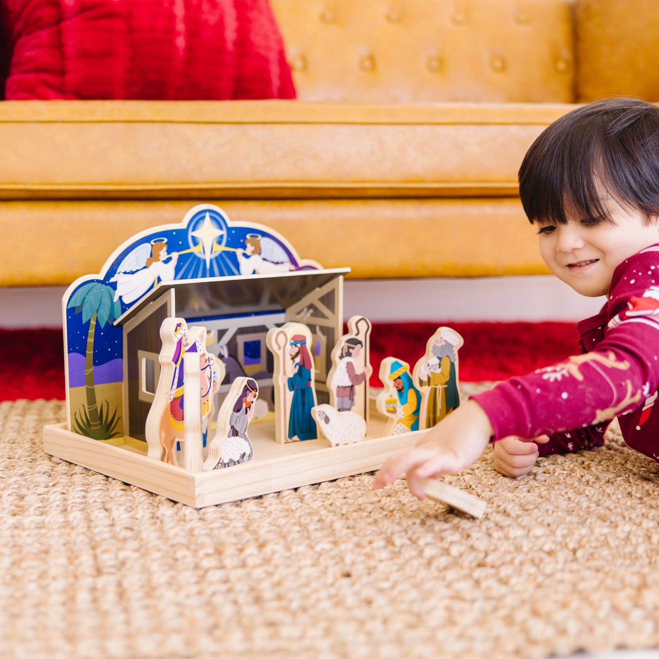 Melissa & Doug Wooden Christmas Nativity Set with Stable 11 Figures