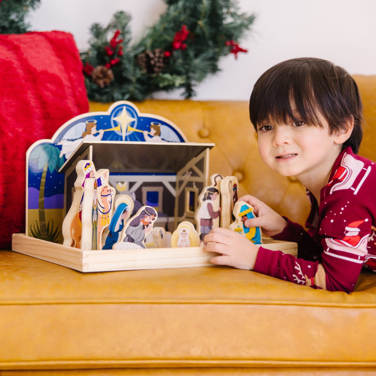 Melissa & Doug Wooden Christmas Nativity Set with Stable 11 Figures