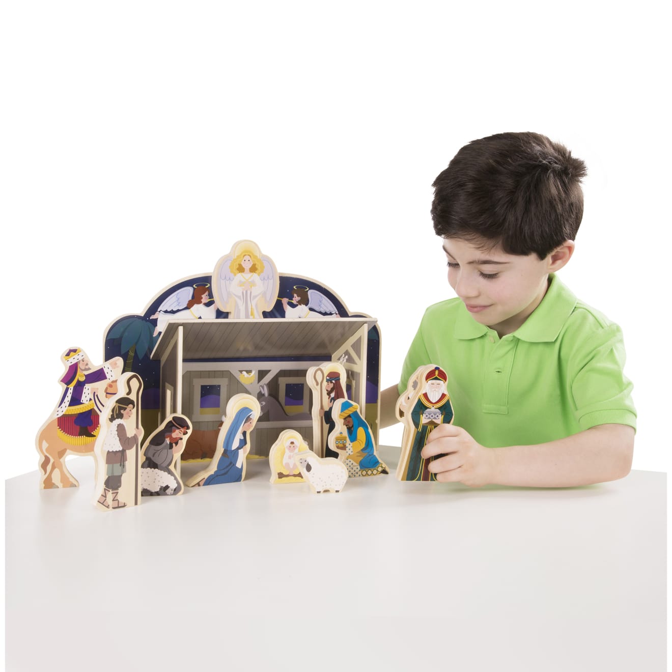 Melissa & Doug Wooden Christmas Nativity Set with Stable 11 Figures