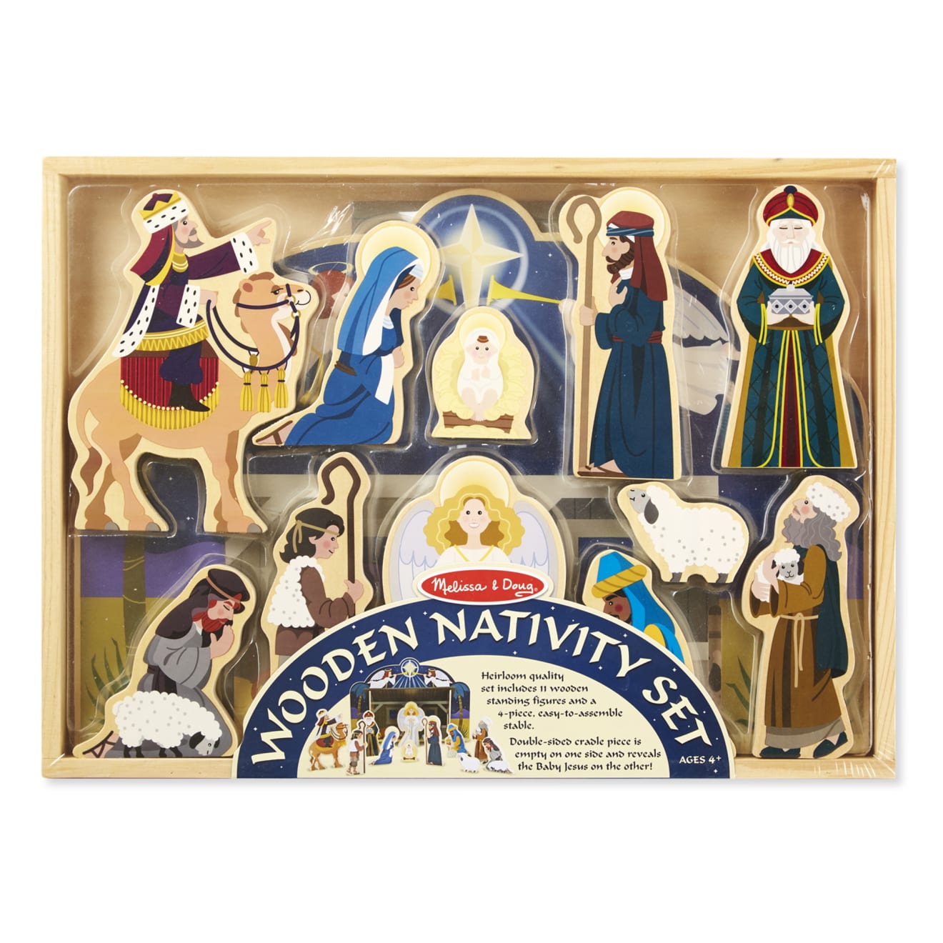Melissa & Doug Wooden Christmas Nativity Set with Stable 11 Figures