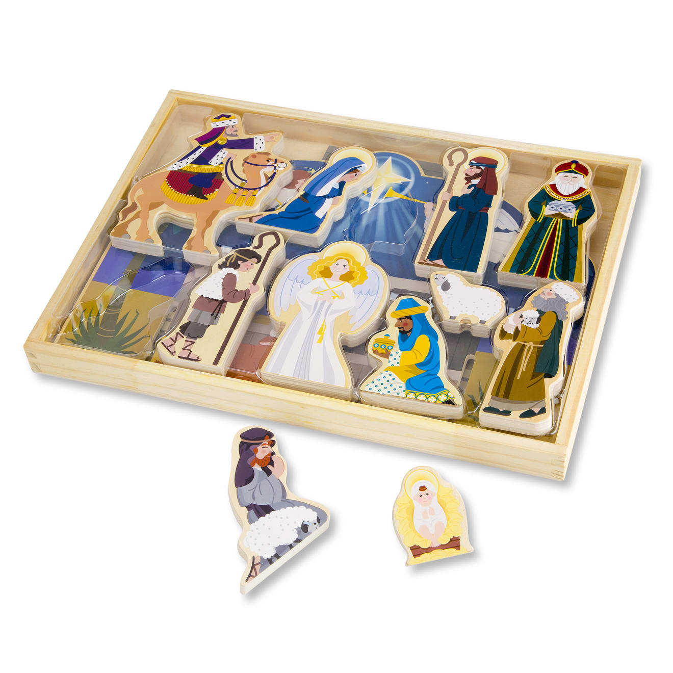 Melissa & Doug Wooden Christmas Nativity Set with Stable 11 Figures