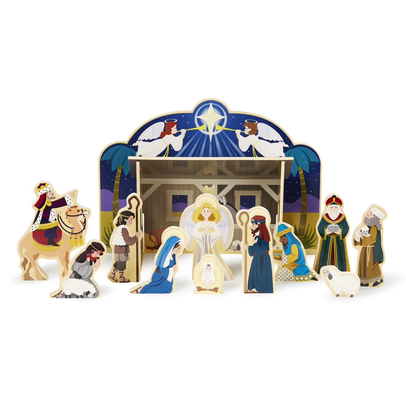 Melissa & Doug Wooden Christmas Nativity Set with Stable 11 Figures