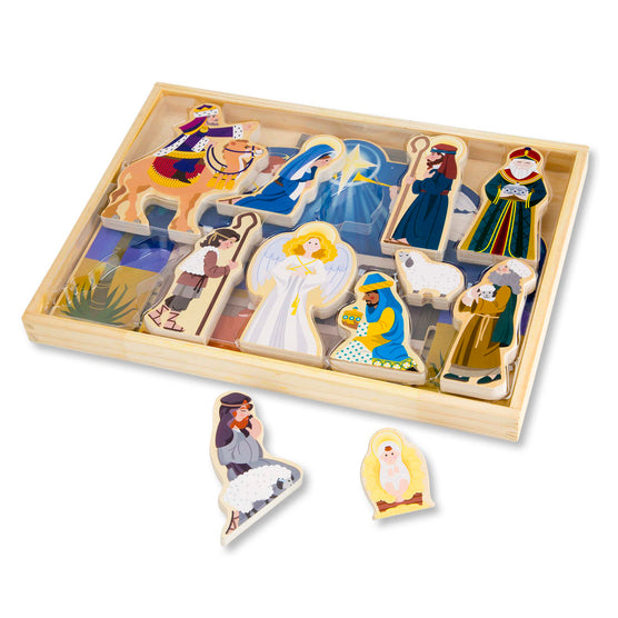 Melissa & Doug Wooden Christmas Nativity Set with Stable 11 Figures