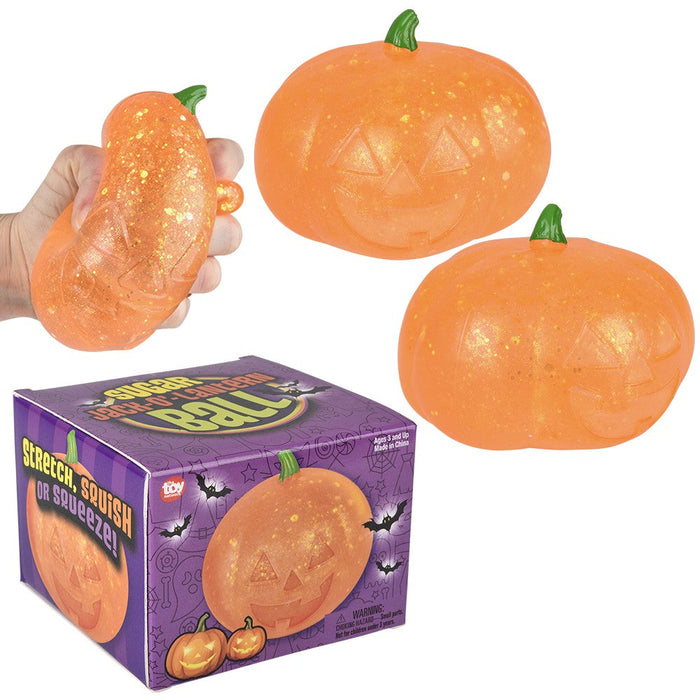Jack O Lantern Squeezy Sugar Ball Fidget Toy 3.75-Inch