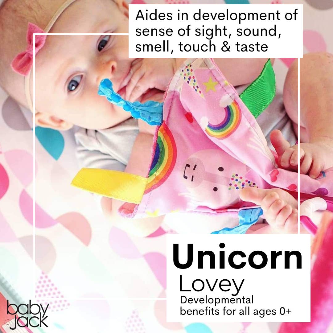 Unicorn Crinkle Tag Square Infant Toy