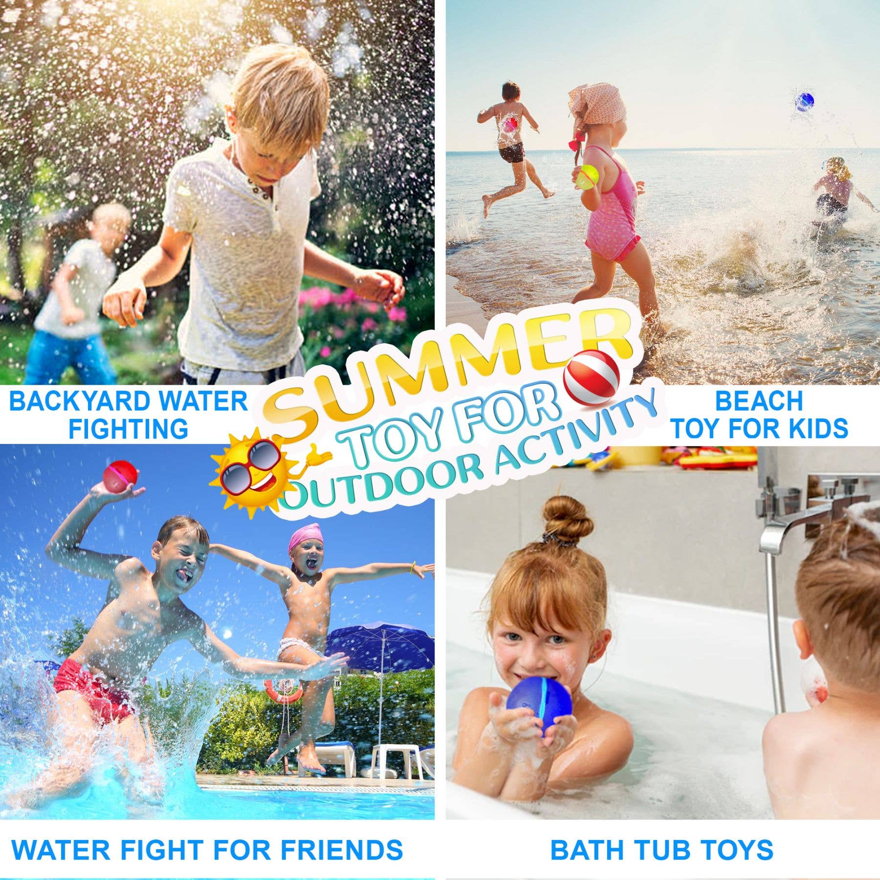 Magnetic Reusable Water Balloons Quick Fill Refillable 6PC
