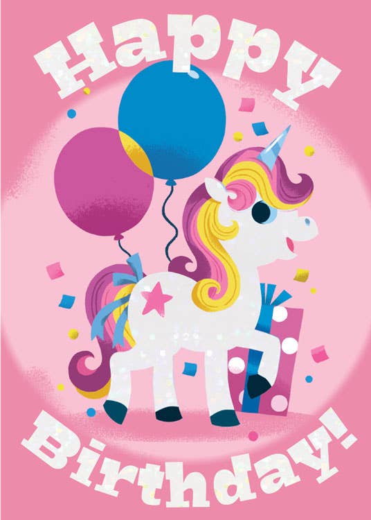 Birthday Unicorn Foil Card