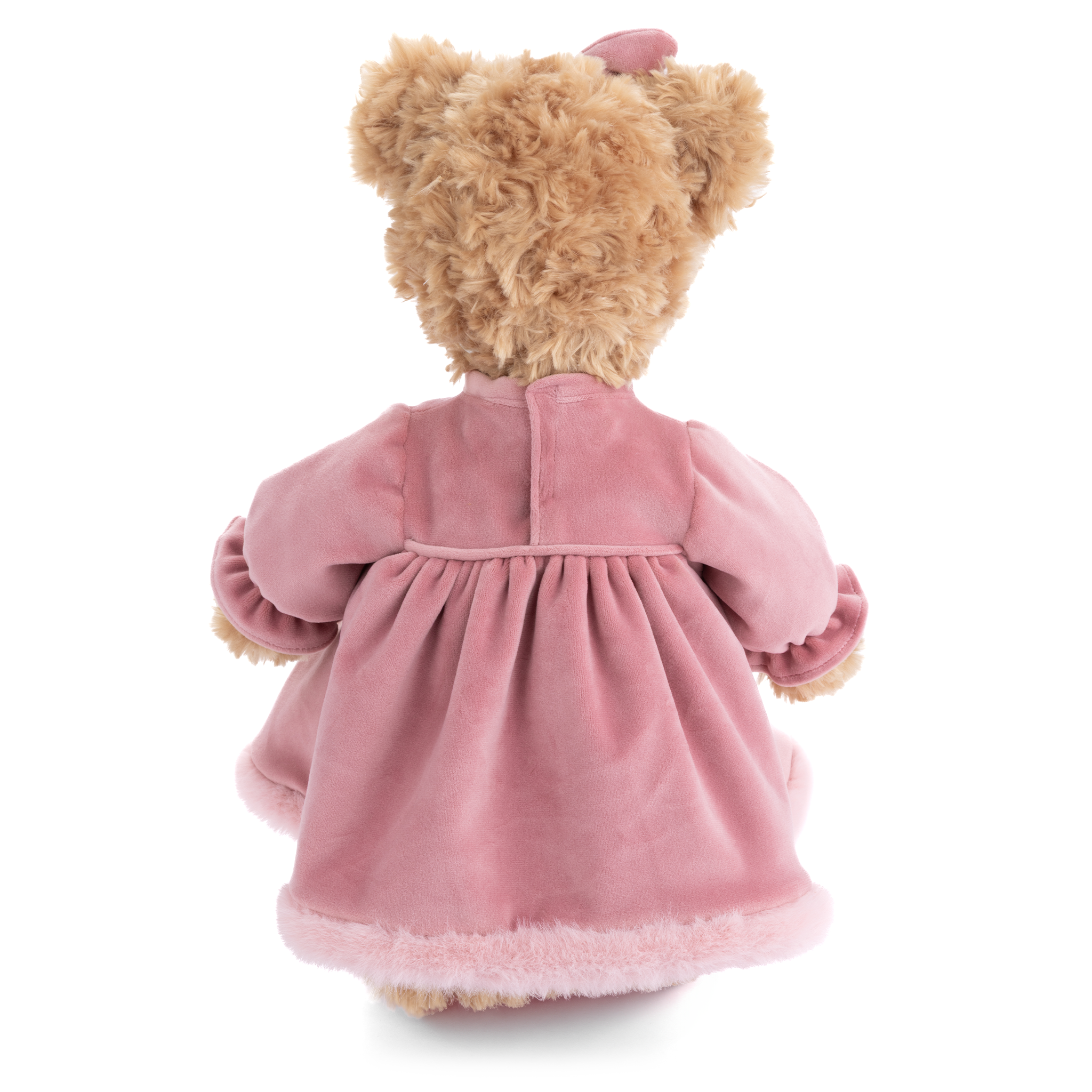 Aiko Plush Sweetheart Doll with Blush Velvet Dress and Faux Fur Trim