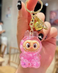 Shiny quicksand cute monster keychain