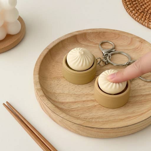 Original Dumpling Clicker Keyring – Mini Stress Relief Figet