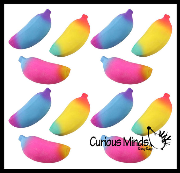 Single Rainbow Colored Squishy Sand Banana - Moldable Sensory,