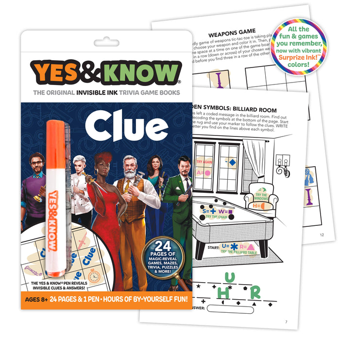 Yes & Know® Invisible Ink Trivia Game Books- Hasbro Clue