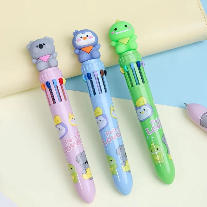 Animal Retractable 10 Color Pen