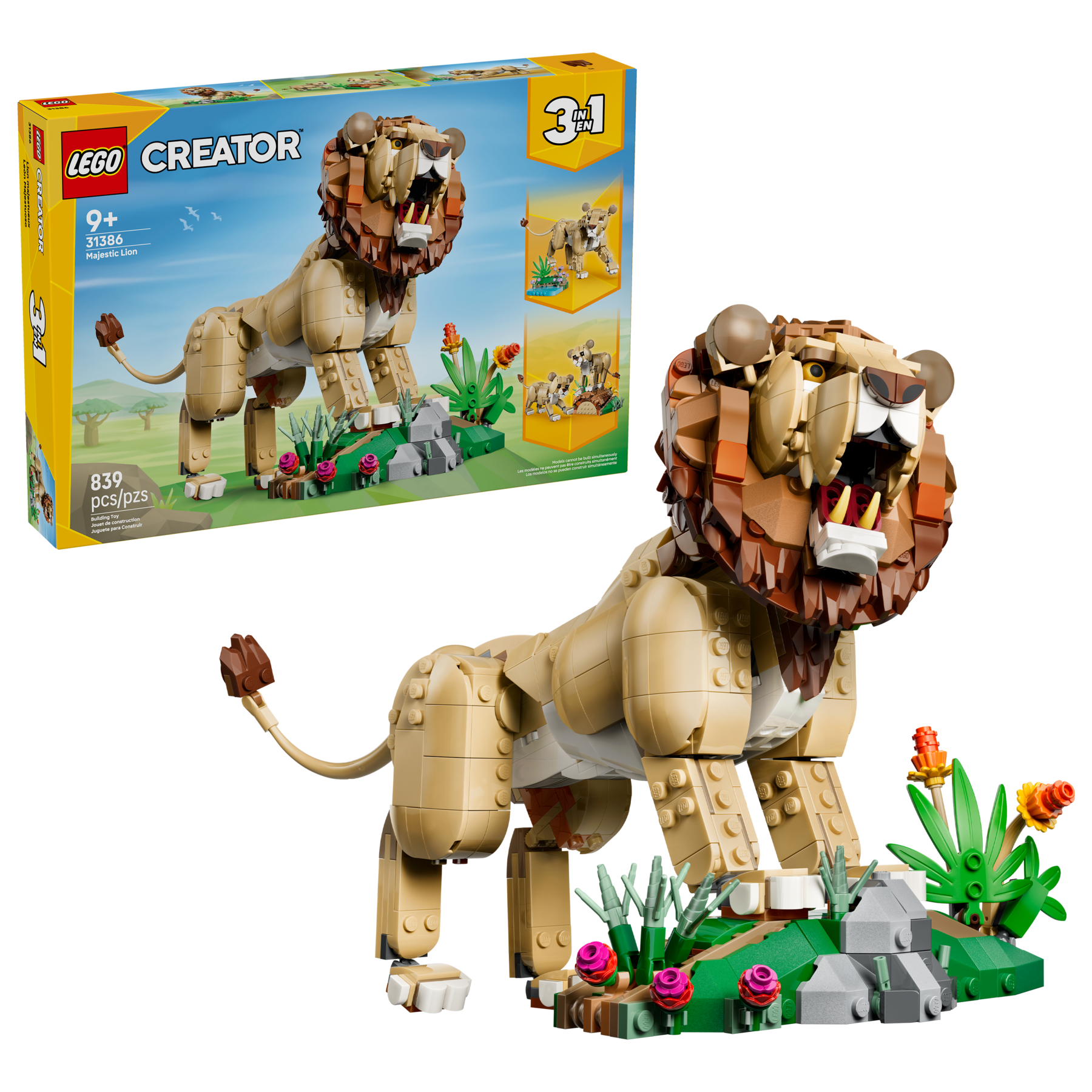 LEGO Creator 3-in-1 Wild Animals Majestic Lion Building Set 31386