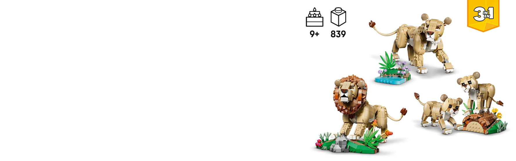 LEGO Creator 3-in-1 Wild Animals Majestic Lion Building Set 31386