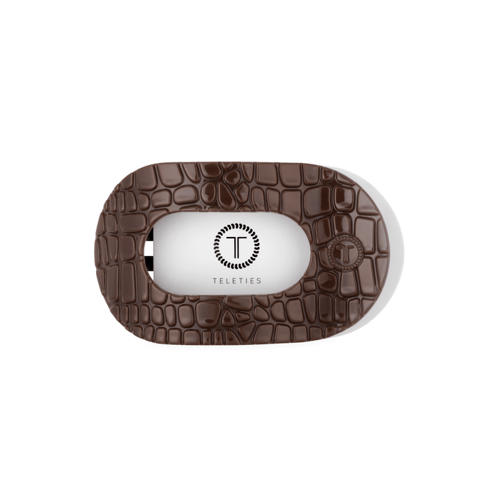 TELETIES Brown Crocodile Medium Flat Round Hair Clip