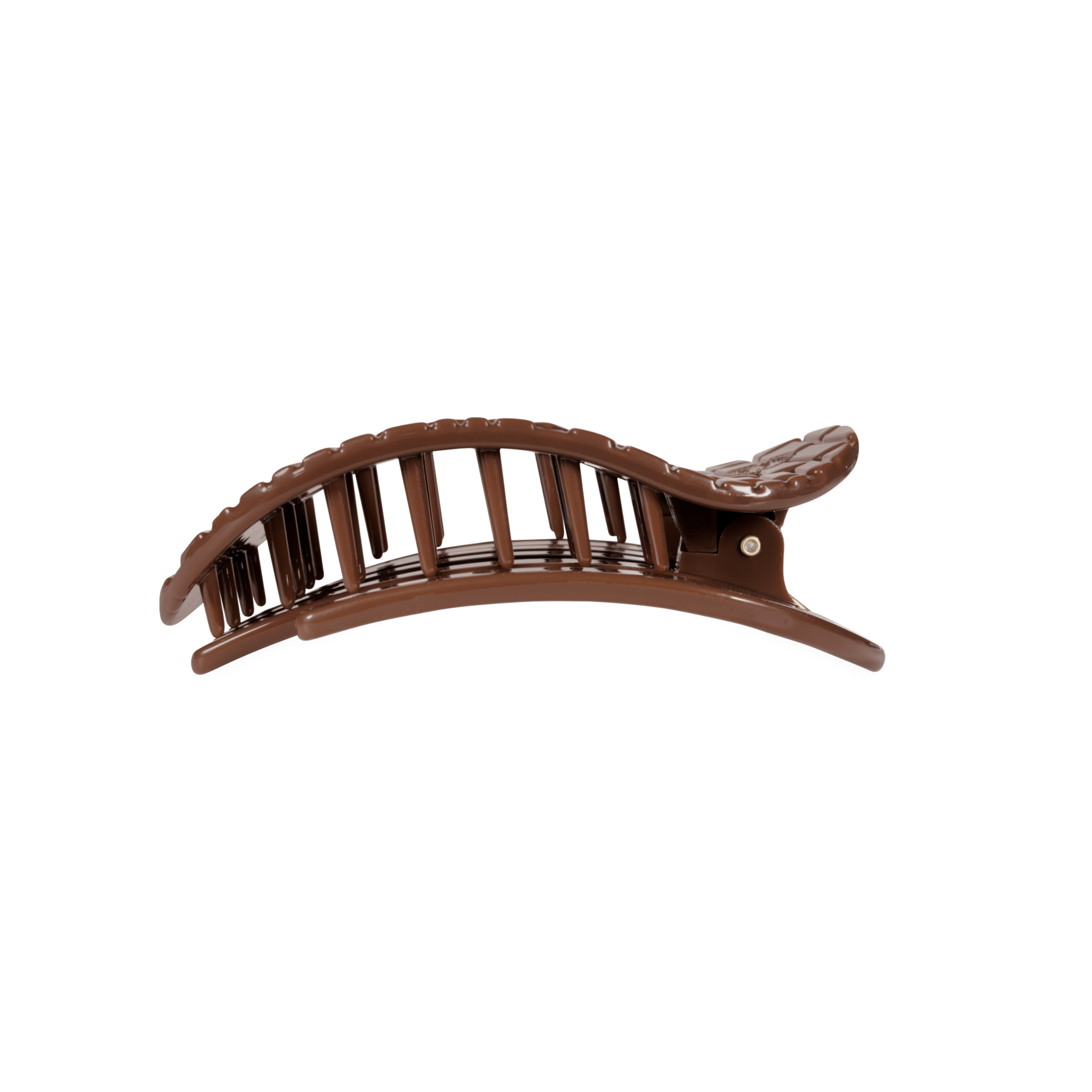 TELETIES Brown Crocodile Medium Flat Round Hair Clip