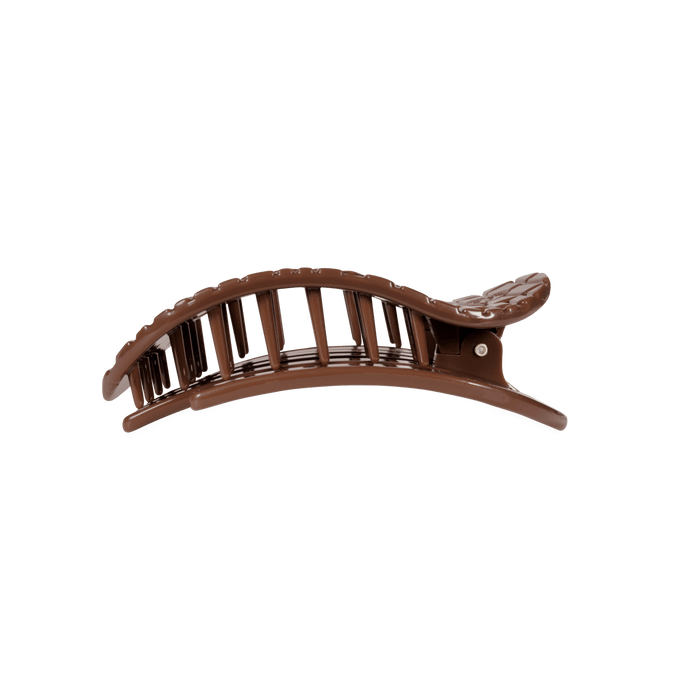 TELETIES Brown Crocodile Medium Flat Round Hair Clip