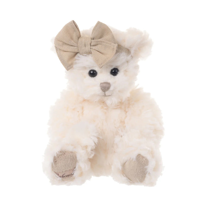 Huggable Little Emma Miniature Cream Curly Bear with Tan Headband Bow