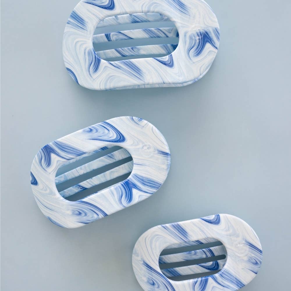 TELETIES Tide & True Large Flat Round Hair Clip Blue